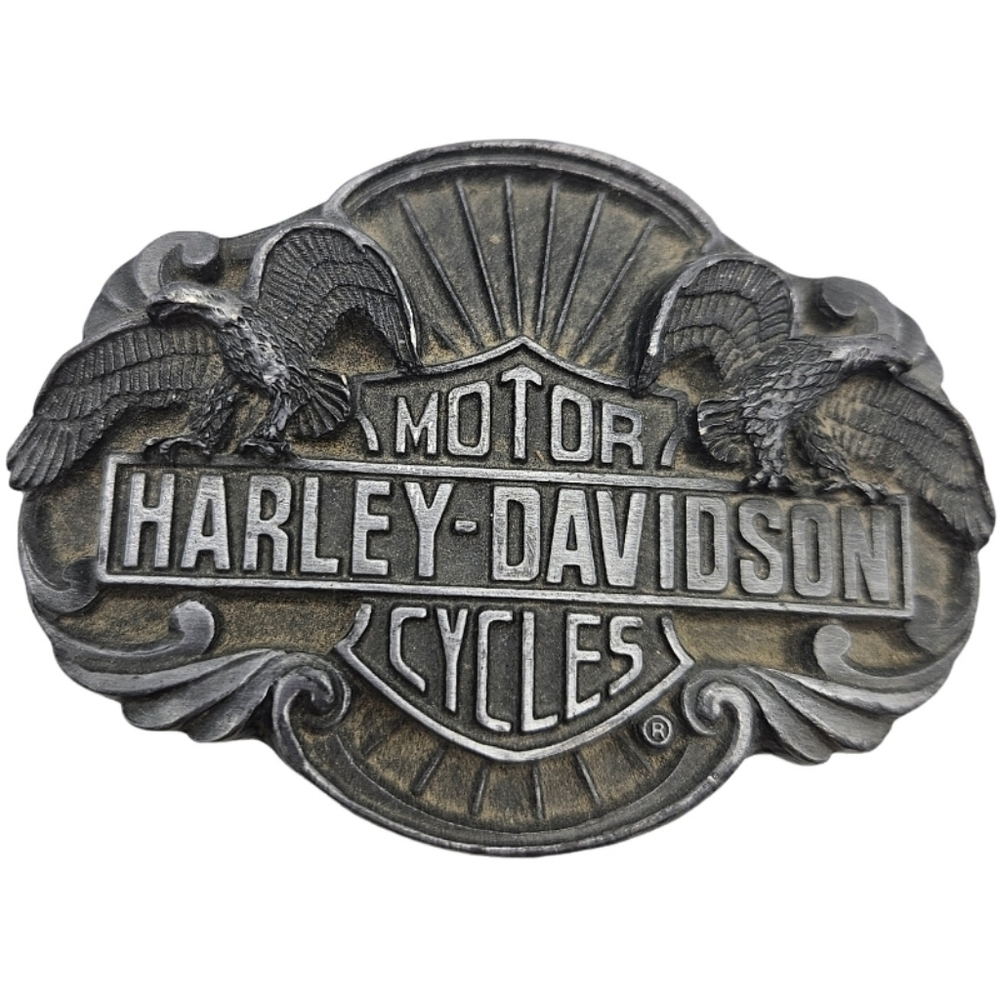 🏍 1989 Vintage Harley-Davidson Silvertone Belt Buckle